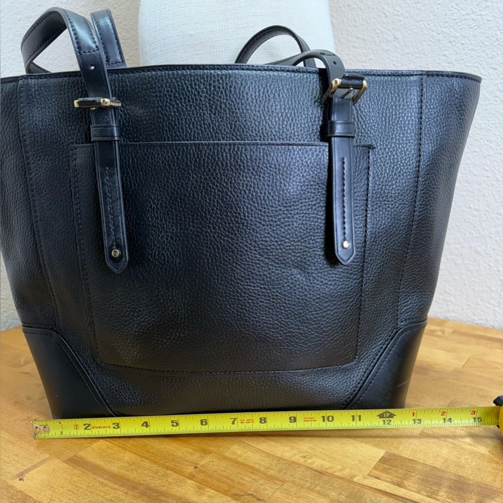 Michael Kors Black Pebbled Leather Bedford Medium Pocket Tote Bag - Picture 12 of 13